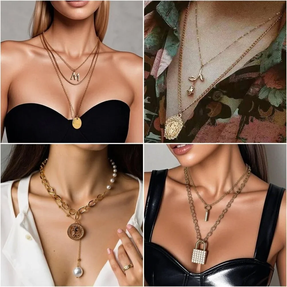 Gold Jewelry Sets for Women Fashion Costume Jewelry Gold Plated Necklace Anklet